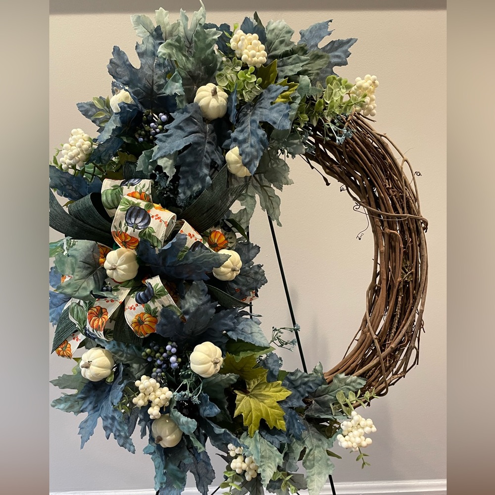 Beautiful, fall, Wreath, blue theme